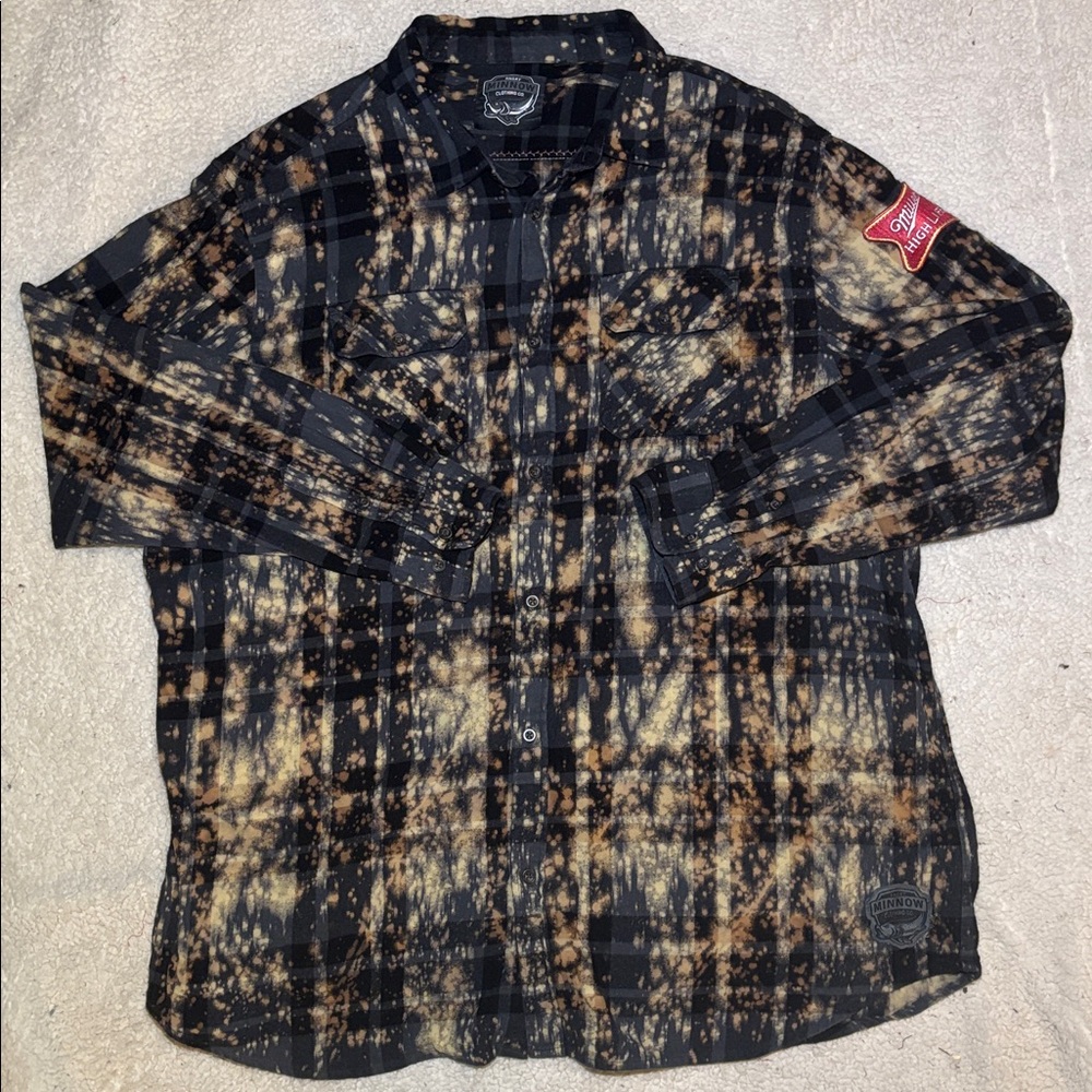 Angry Minnow Clothing Co Flannel Miller Brewing Company Shirt 3XL